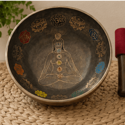 Handbemalte Chakren-Klangschale aus Bronze – beeindruckendes Unikat für Meditation und Harmonie