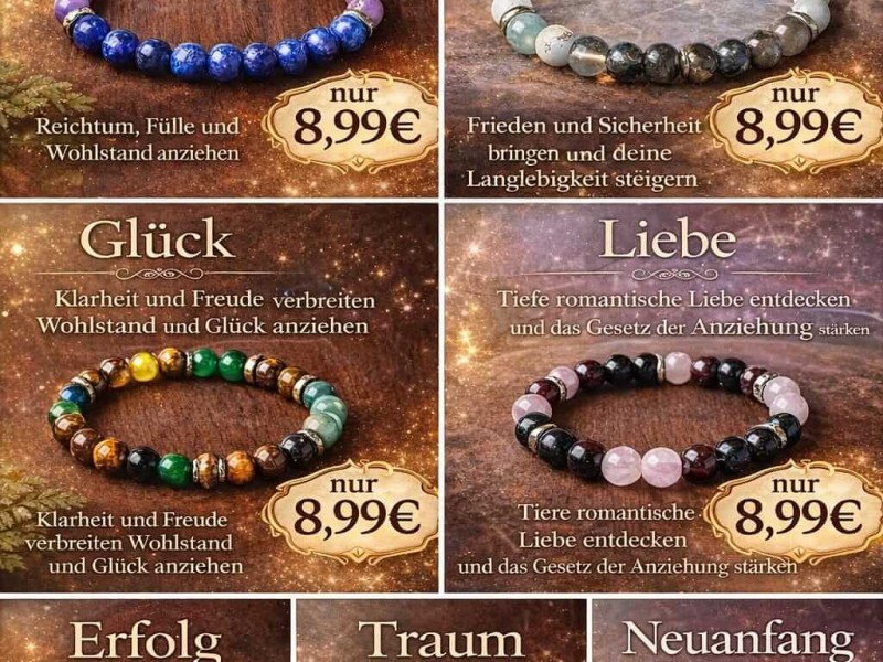 Heilsteinarmbänder, verschiedene Ausführungen
