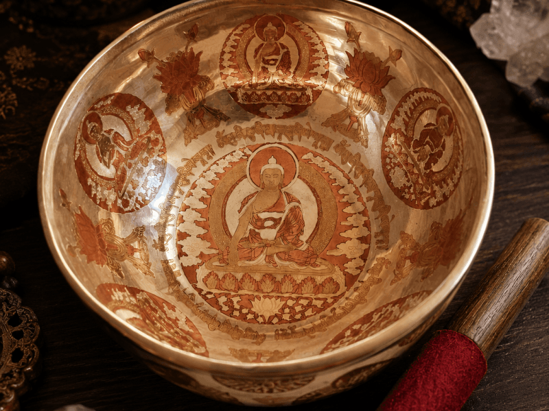 Versilberte Klangschale aus Nepal – kraftvoller Klang für Meditation und Entspannung